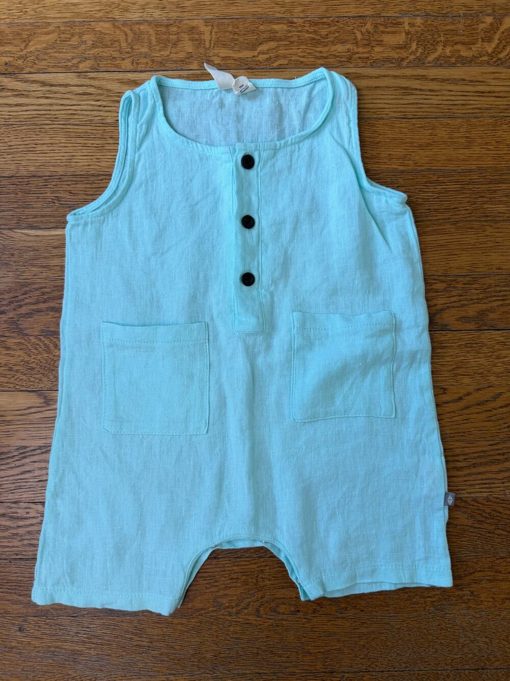 Kyte Baby Aqua Linen Romper Size 2